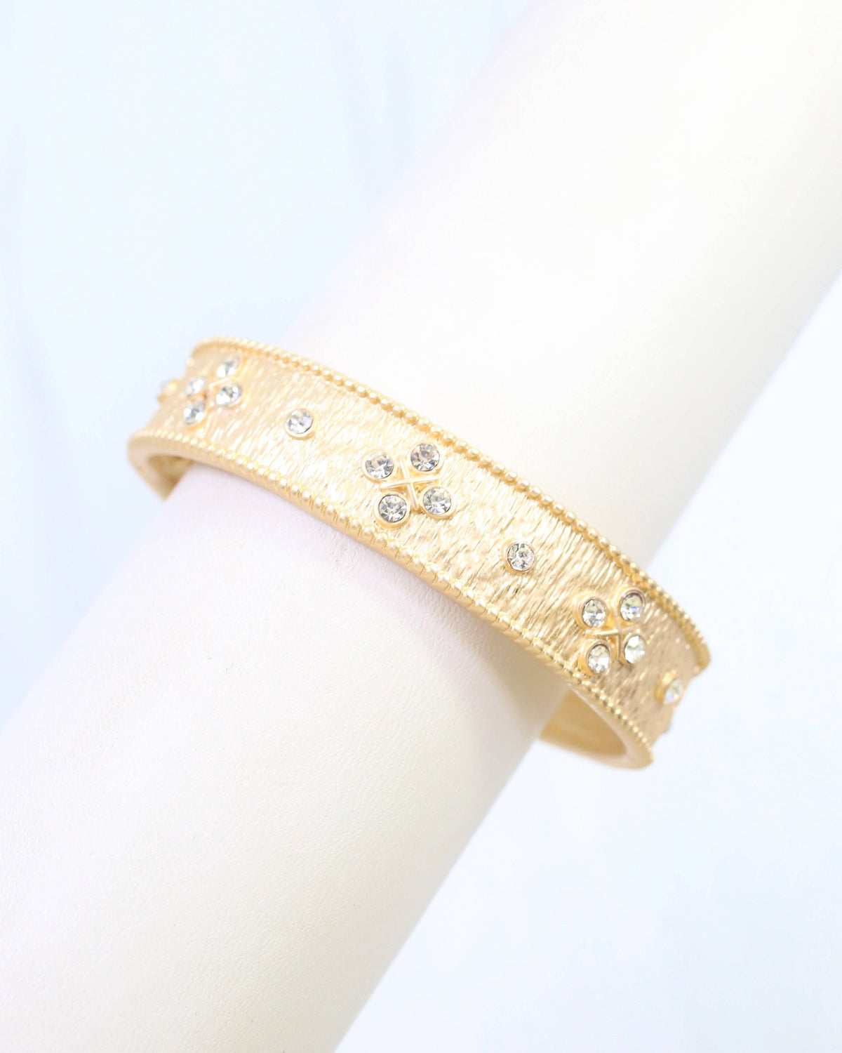 Miley Crystal Hinged Bangle Bracelet in Matte Gold