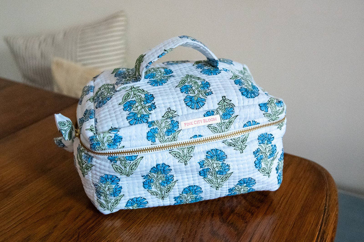 Blue Blossom Classic Vanity Train Case