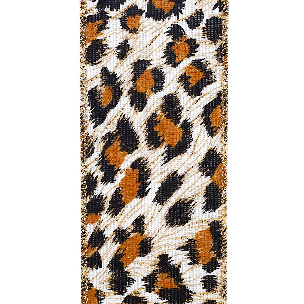 Cheetah Sparkle Linen Wired, Multi, 2-1/2 In, 10 Yards
