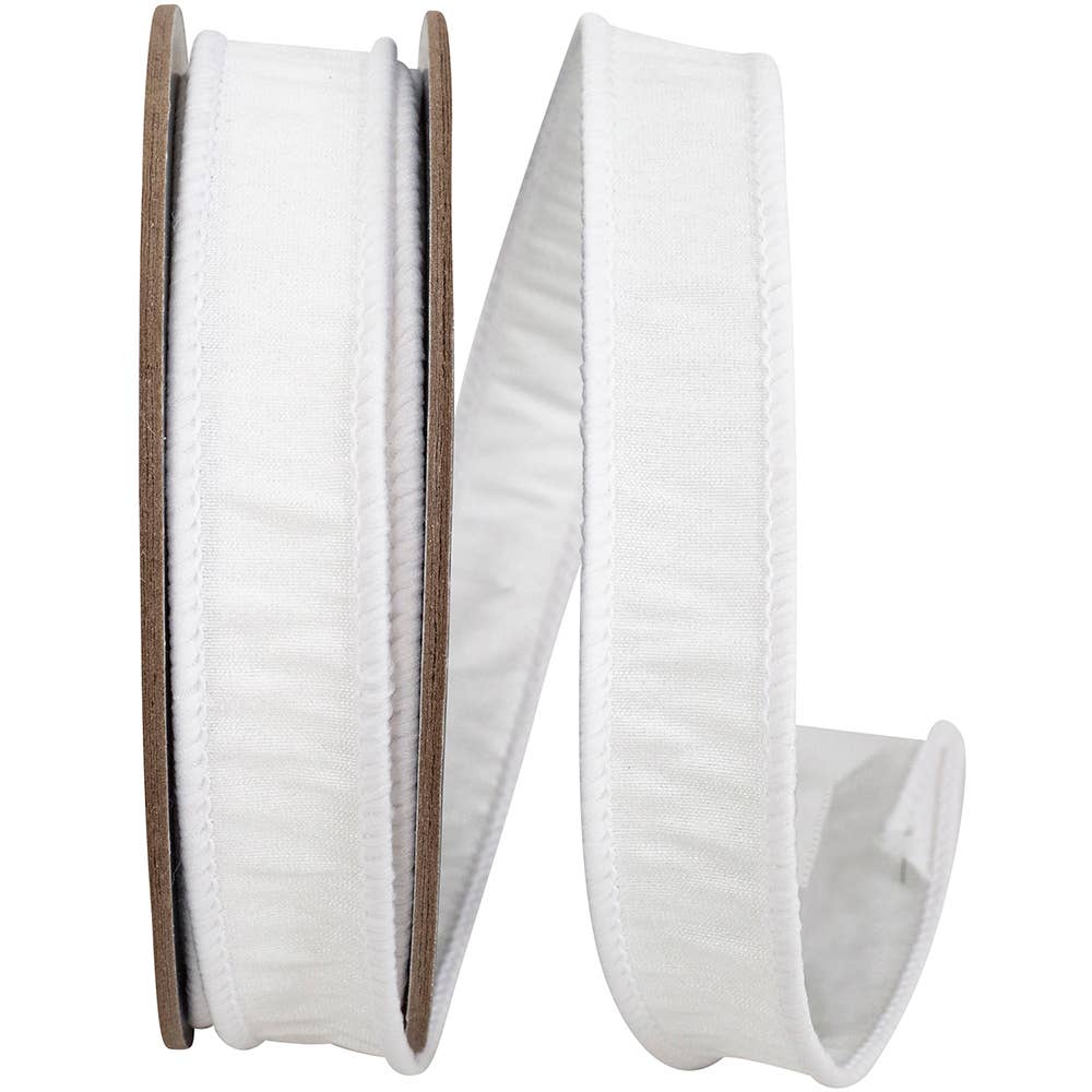 Dupioni Supreme Wired Edge Ribbon, White, 7/8 In, 10 Yards