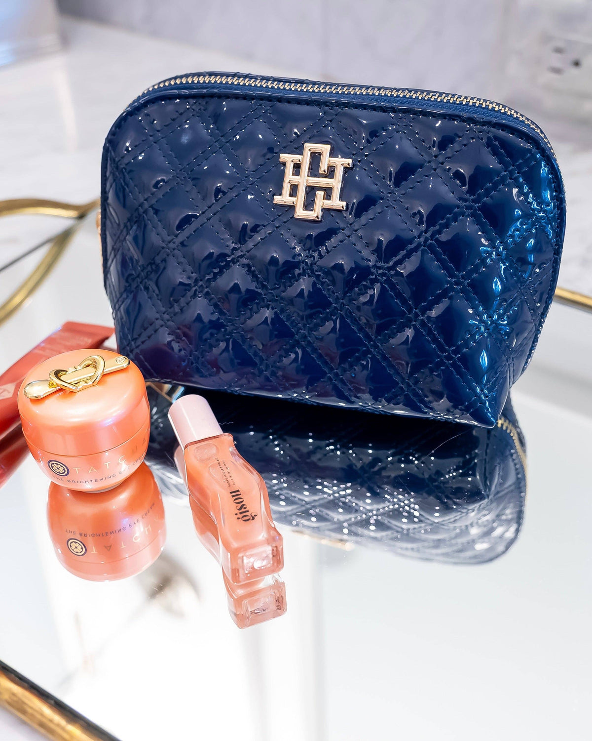 Ibiza Small  Pouch in Navy Patent