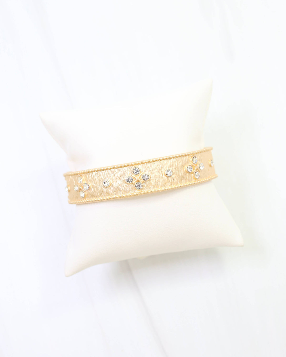 Miley Crystal Hinged Bangle Bracelet in Matte Gold